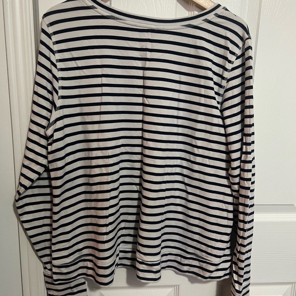 Stella & Dot Navy Blue & White Stripped Zipper side - Picture 5 of 5